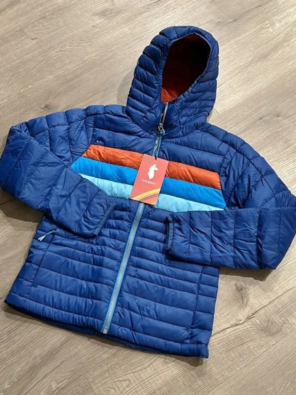 NEW Fuego 800-Fill Down Hooded Jacket Women's L NWT Pacific Stripes Packable DWR
